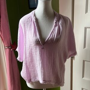 Pale Pink 100% Cotton Women's Blouse, Sz M